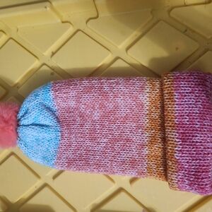 New! Hand Knitted Colorful Kids Pom-Pom Beanie